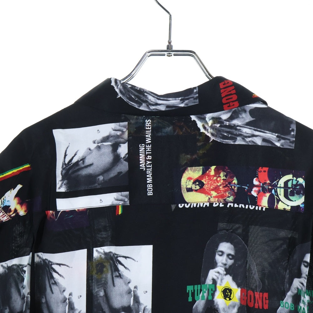 WACKO MARIA(ワコマリア) 24SS ×BOB MARLEY HAWAIIAN SHIRT TYPE-1 ボブマーリー 総柄プリント 半袖レーヨンハワイアンシャツ ブラック BOBMARLEY-WM-HI09