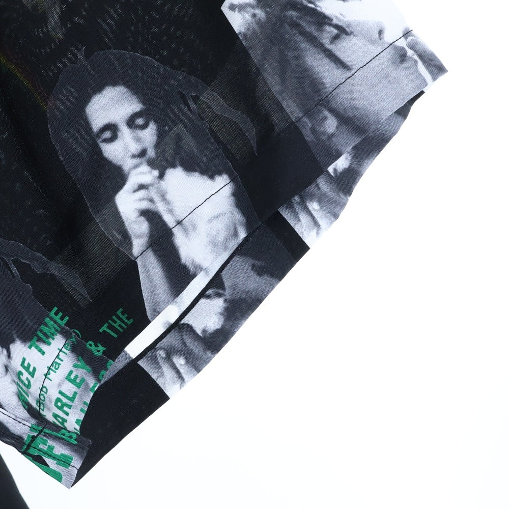 WACKO MARIA(ワコマリア) 24SS ×BOB MARLEY HAWAIIAN SHIRT TYPE-1 ボブマーリー 総柄プリント 半袖レーヨンハワイアンシャツ ブラック BOBMARLEY-WM-HI09