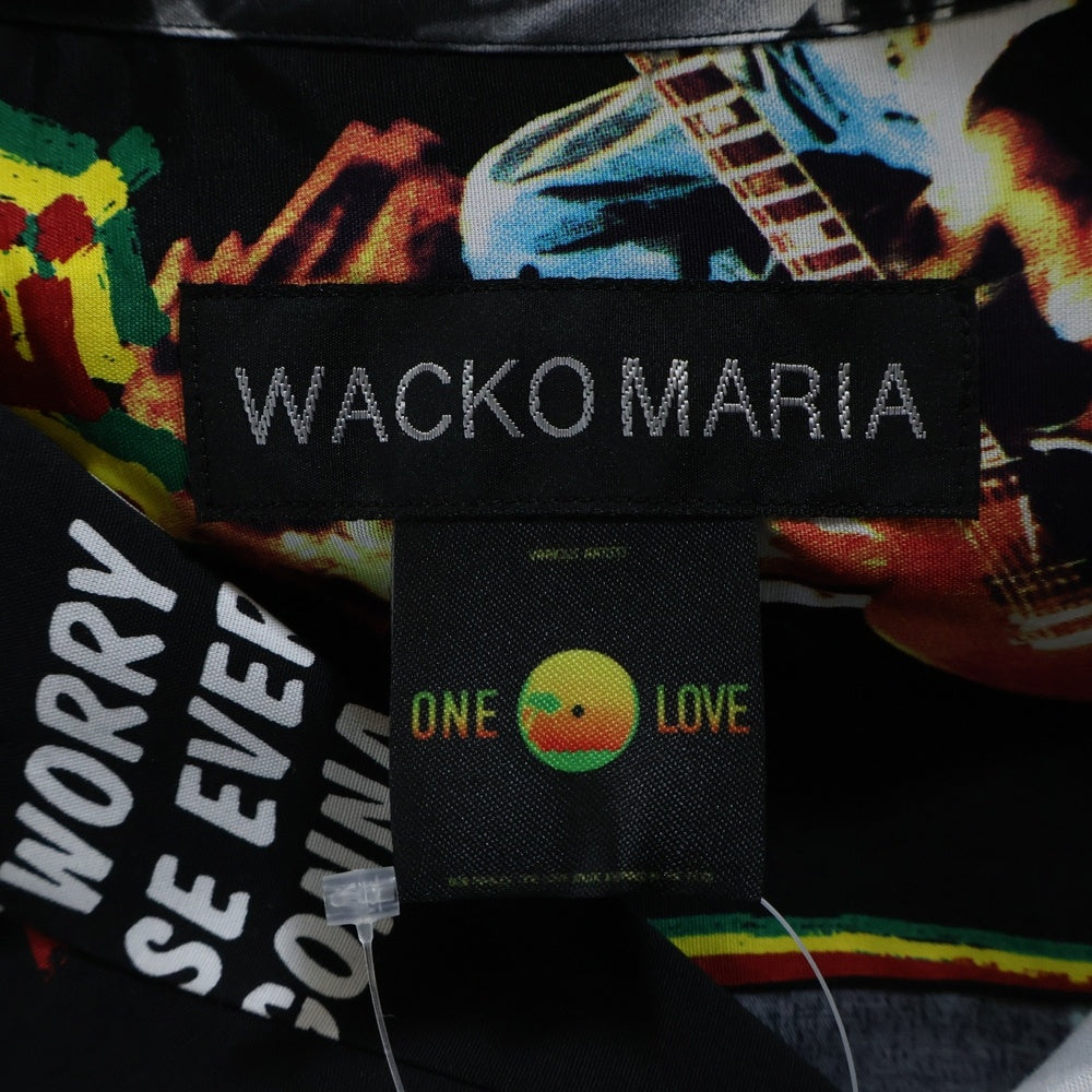 WACKO MARIA(ワコマリア) 24SS ×BOB MARLEY HAWAIIAN SHIRT TYPE-1 ボブマーリー 総柄プリント 半袖レーヨンハワイアンシャツ ブラック BOBMARLEY-WM-HI09