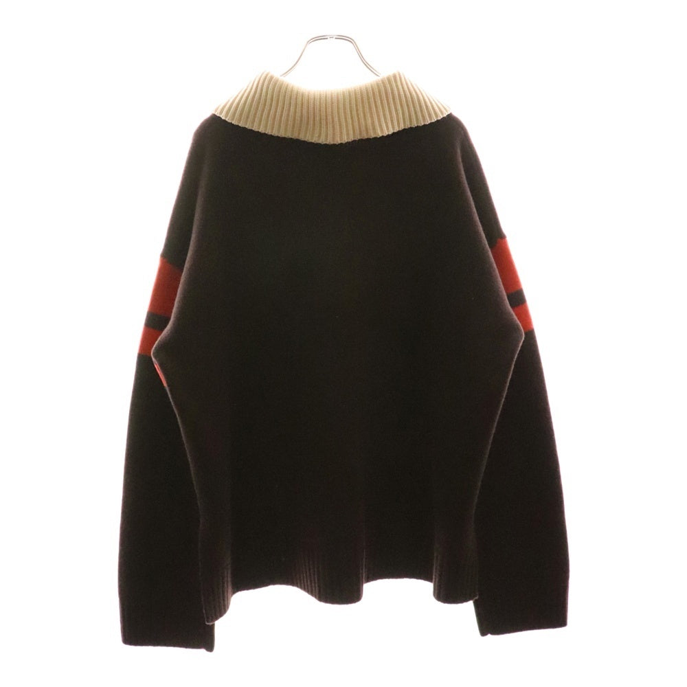 Wales Bonner(ウェールズ ボナー) 23AW CALM POLO カーム ロングスリーブ ニットポロシャツ オレンジ/ブラウン WA23KN02-KN04-934