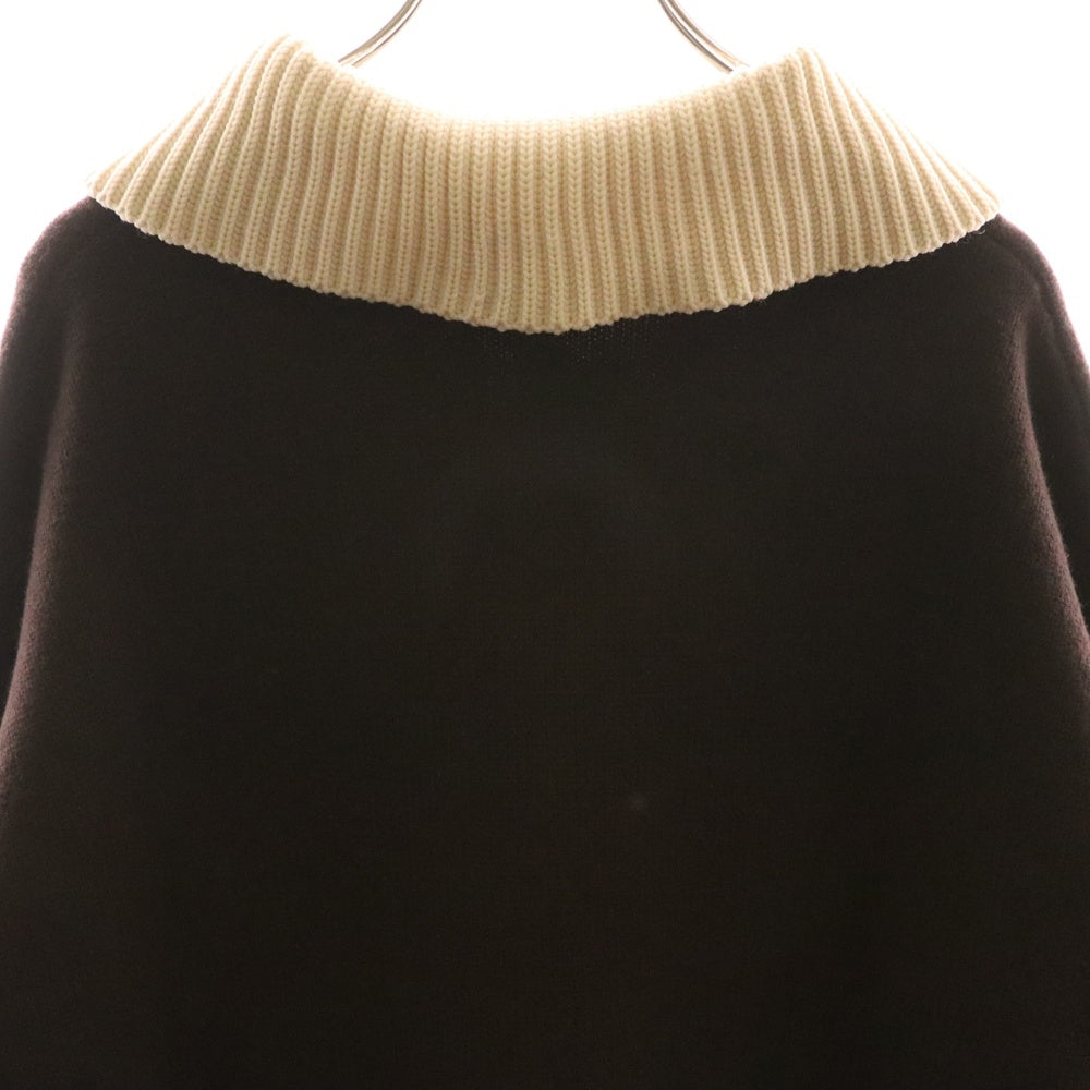 Wales Bonner(ウェールズ ボナー) 23AW CALM POLO カーム ロングスリーブ ニットポロシャツ オレンジ/ブラウン WA23KN02-KN04-934