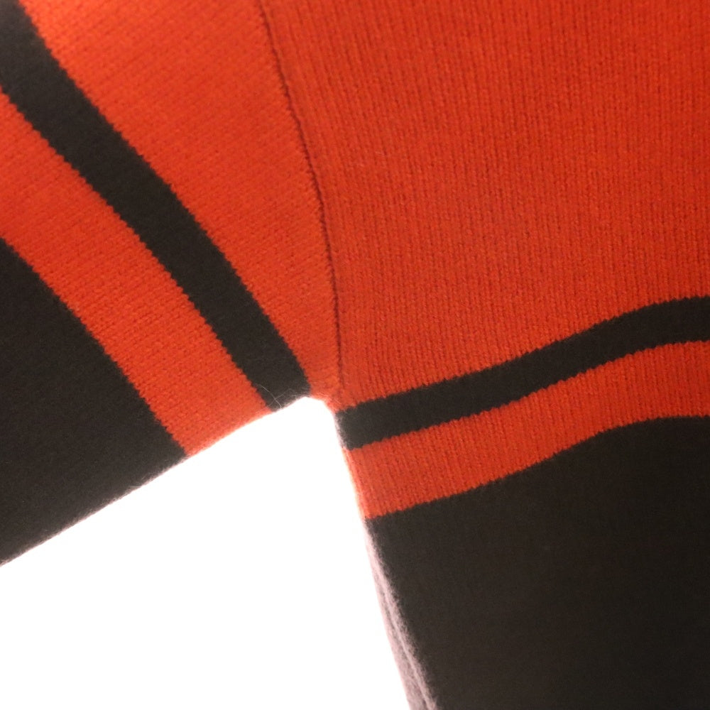 Wales Bonner(ウェールズ ボナー) 23AW CALM POLO カーム ロングスリーブ ニットポロシャツ オレンジ/ブラウン WA23KN02-KN04-934