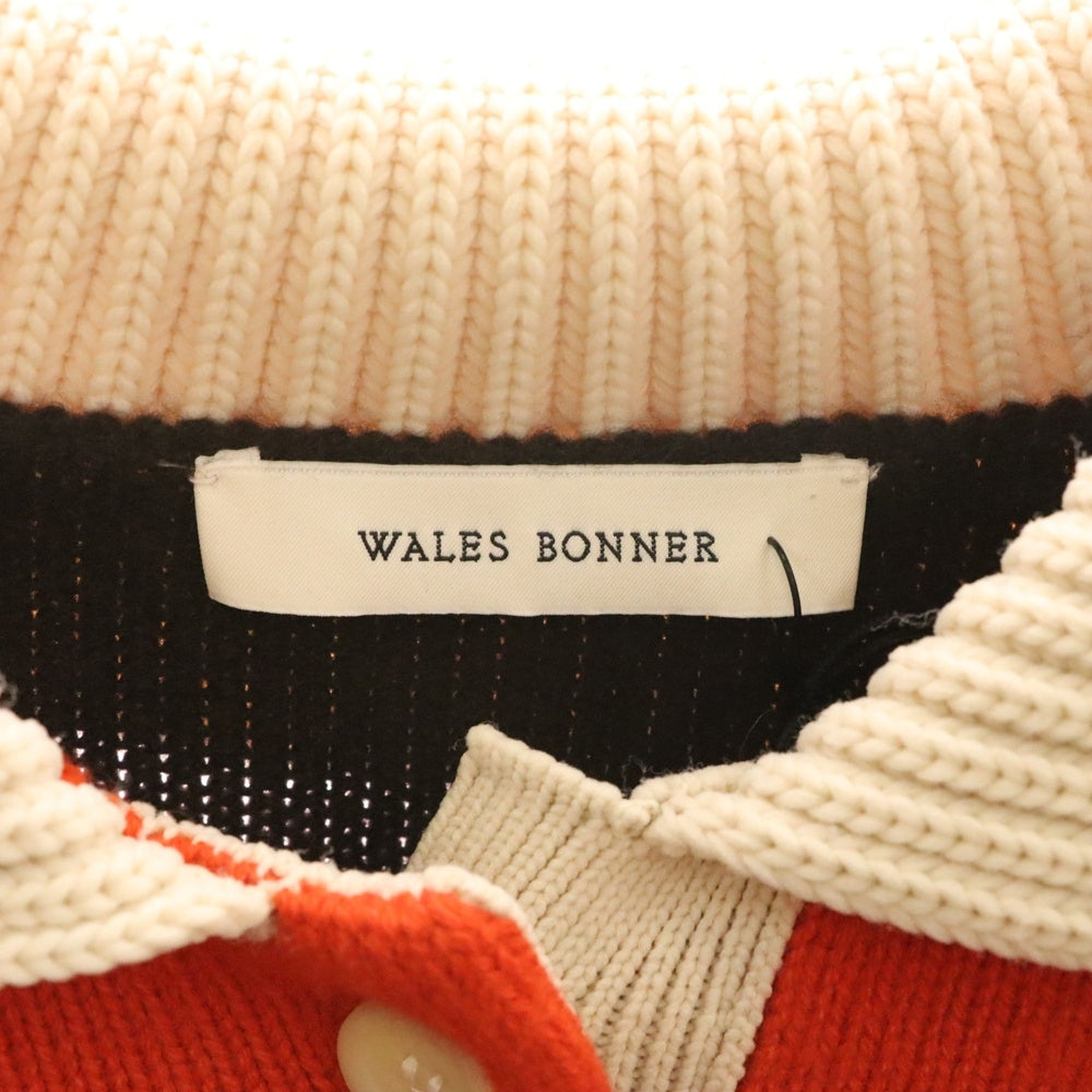 Wales Bonner(ウェールズ ボナー) 23AW CALM POLO カーム ロングスリーブ ニットポロシャツ オレンジ/ブラウン WA23KN02-KN04-934