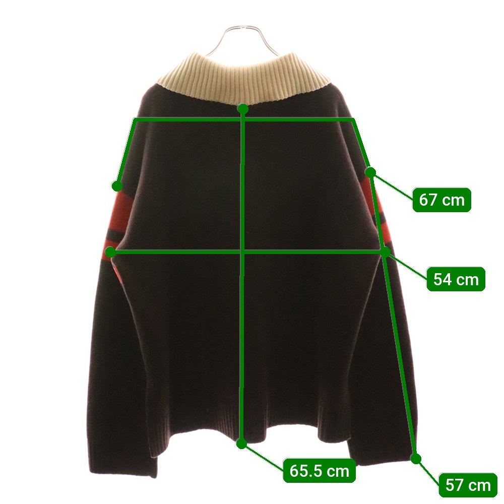 Wales Bonner(ウェールズ ボナー) 23AW CALM POLO カーム ロングスリーブ ニットポロシャツ オレンジ/ブラウン WA23KN02-KN04-934