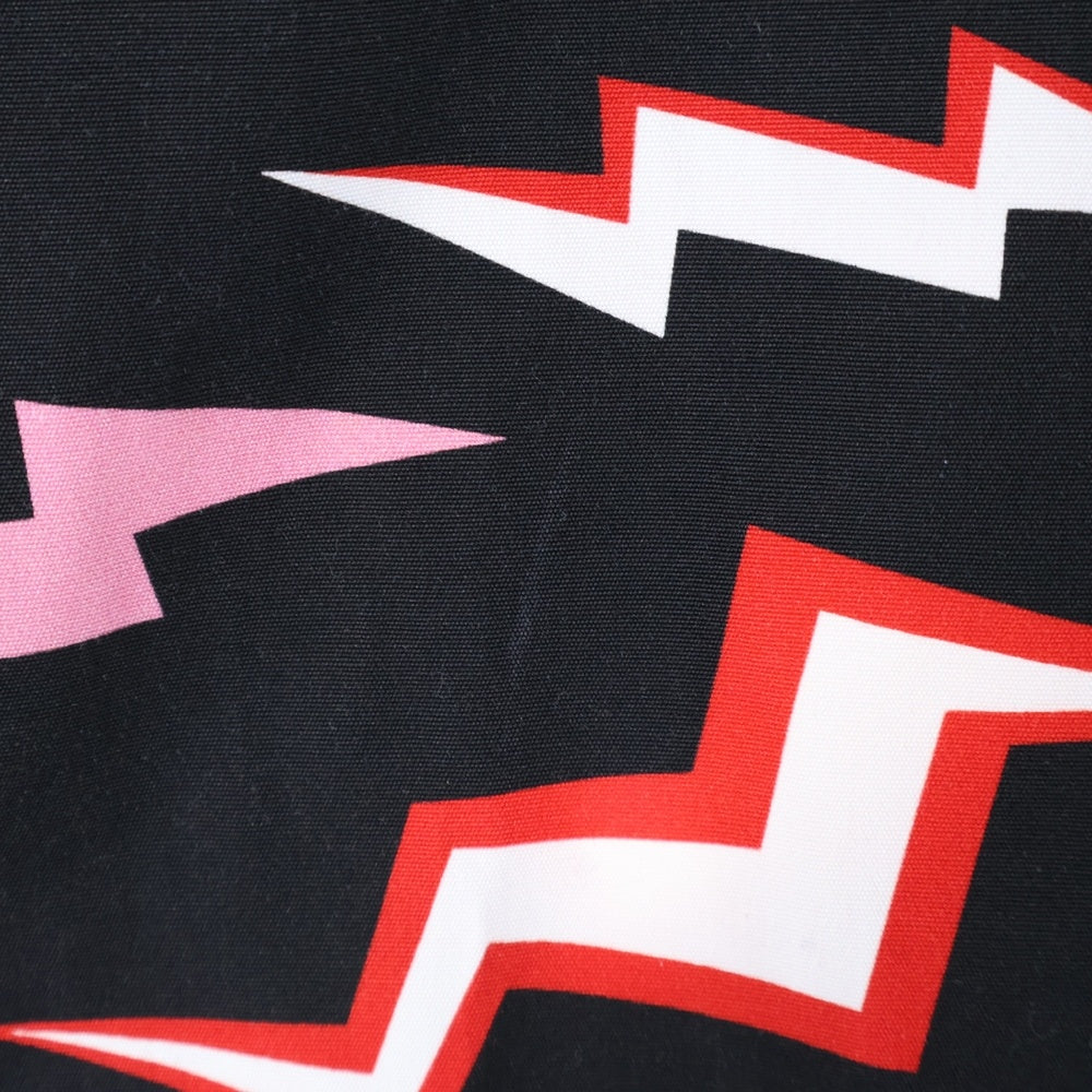 PRADA(プラダ) 19AW BLACK AND RED THUNDER PRINT SHIRT サンダーパターン ボタンダウン レギュラーカラー半袖シャツ ブラック/レッド S192 1U5R