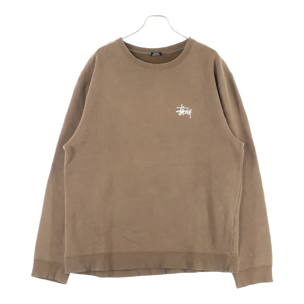 STUSSY(ステューシー) BASIC CREWNECK SWEAT ロゴプリント ベーシック クルーネック スウェット ブラウン