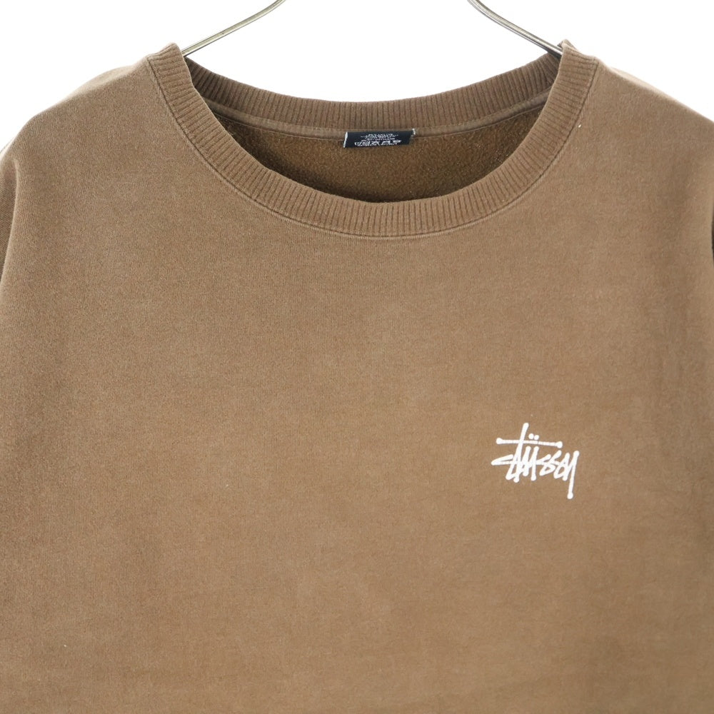 STUSSY(ステューシー) BASIC CREWNECK SWEAT ロゴプリント ベーシック クルーネック スウェット ブラウン