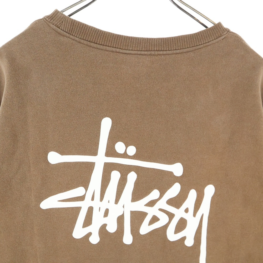 STUSSY(ステューシー) BASIC CREWNECK SWEAT ロゴプリント ベーシック クルーネック スウェット ブラウン