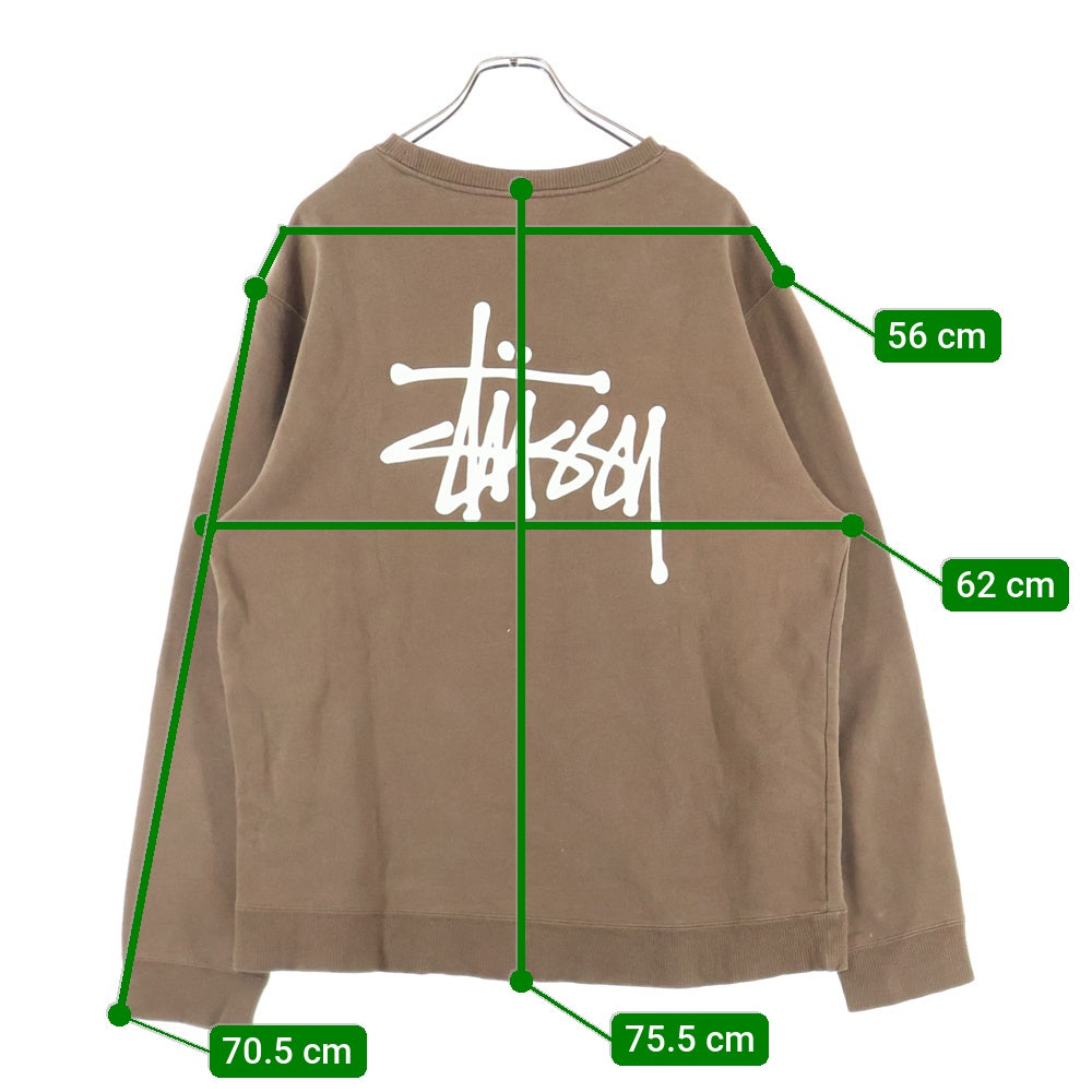 STUSSY(ステューシー) BASIC CREWNECK SWEAT ロゴプリント ベーシック クルーネック スウェット ブラウン