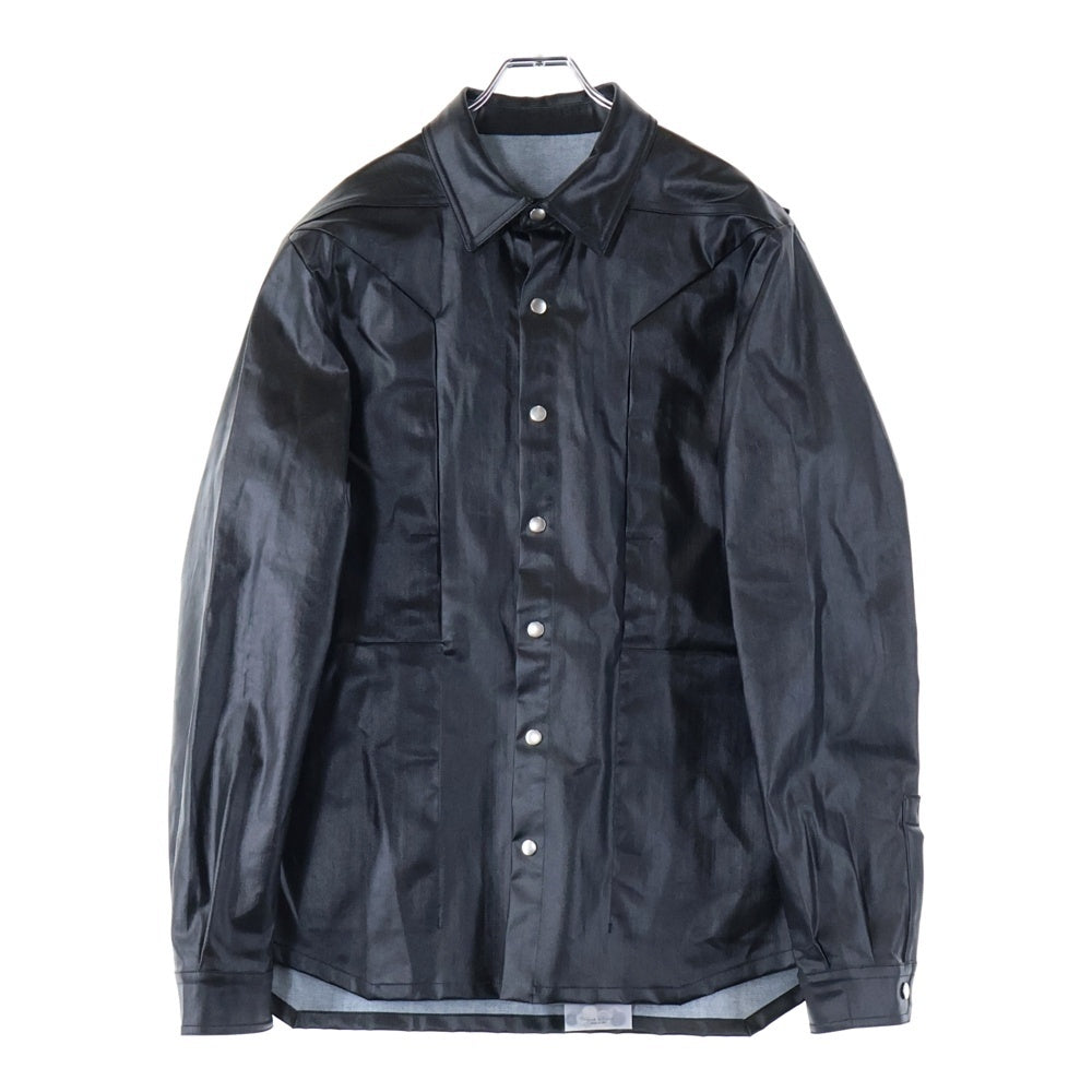 Rick Owens(リックオウエンス) 24SS FOGPOCKET HIGH SHINE SHIRT JACKET フォグポケット ハイシャイン シャツジャケット ブラック RU01D3727SCT