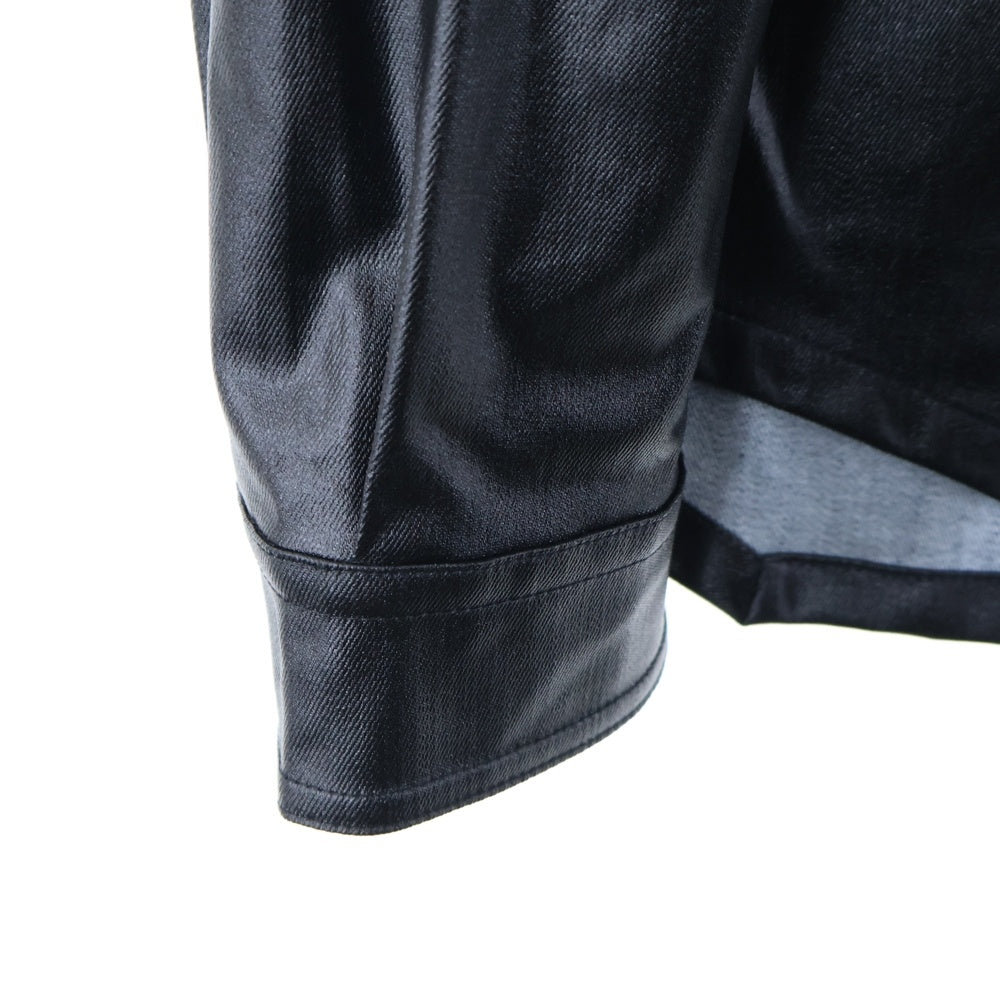 Rick Owens(リックオウエンス) 24SS FOGPOCKET HIGH SHINE SHIRT JACKET フォグポケット ハイシャイン シャツジャケット ブラック RU01D3727SCT