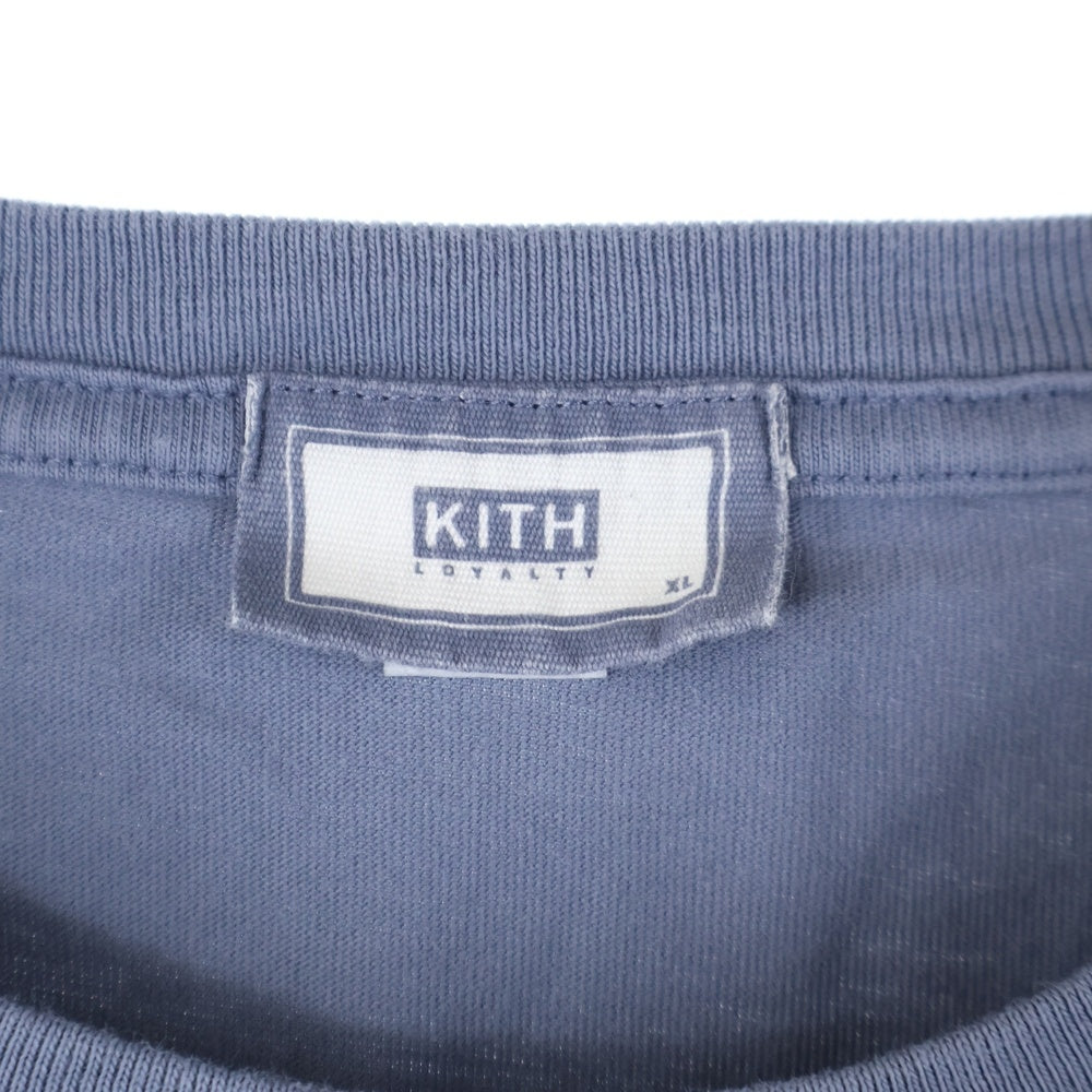 KITH(キス) BOX LOGO ELEVATION LS TEEボックスロゴ ロングスリーブTシャツ カットソー ブルー KHM032543