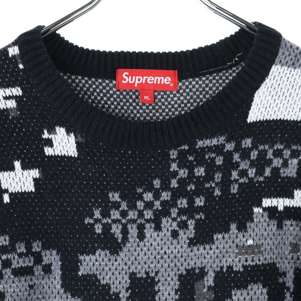 SUPREME(シュプリーム) 21SS Digital Flag Sweater デジタル フラッグ クルーネックニットセーター ブラック