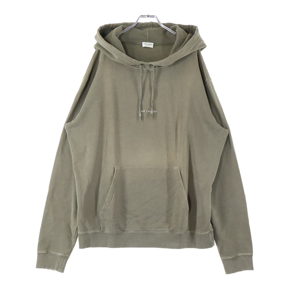 SAINT LAURENT PARIS(サンローランパリ) フロントロゴ刺繍 プルオーバースウェットパーカー フーディー カーキ 532119 YB2WY