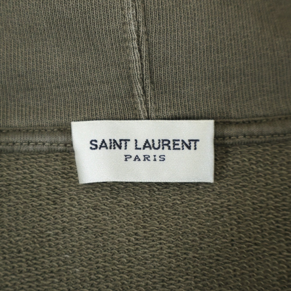 SAINT LAURENT PARIS(サンローランパリ) フロントロゴ刺繍 プルオーバースウェットパーカー フーディー カーキ 532119 YB2WY