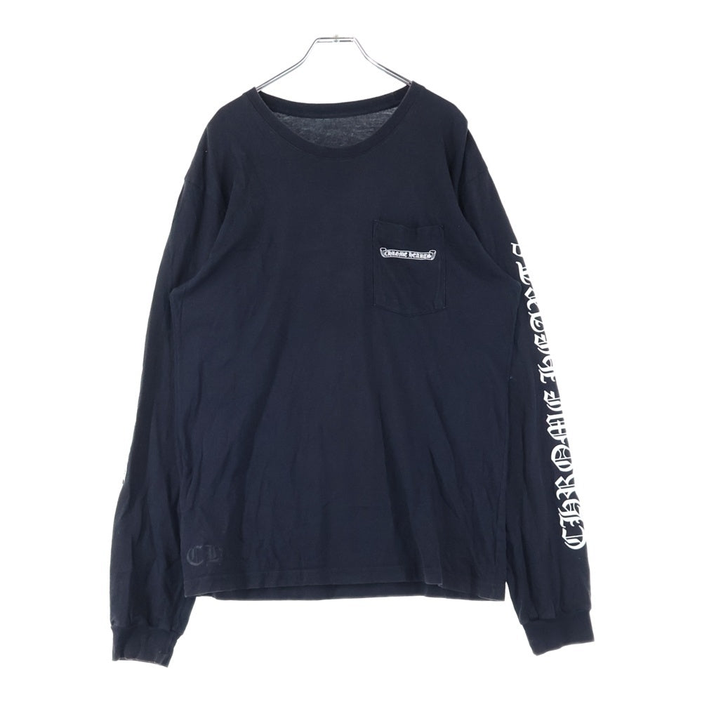 CHROME HEARTS(クロムハーツ) CH L/S 1 バックスクロール ロゴプリント クルーネック 長袖 Tシャツ ロングスリーブ カットソー ブラック