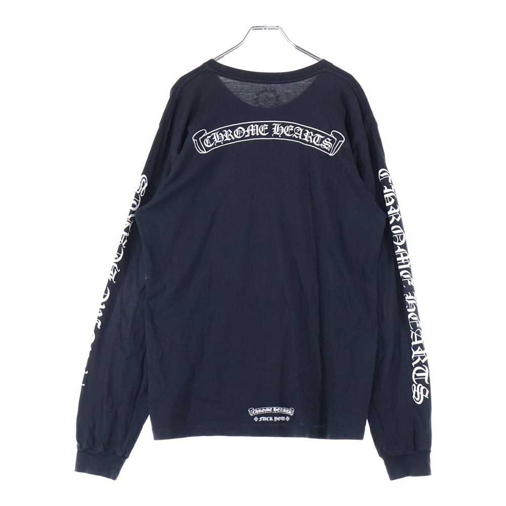 CHROME HEARTS(クロムハーツ) CH L/S 1 バックスクロール ロゴプリント クルーネック 長袖 Tシャツ ロングスリーブ カットソー ブラック