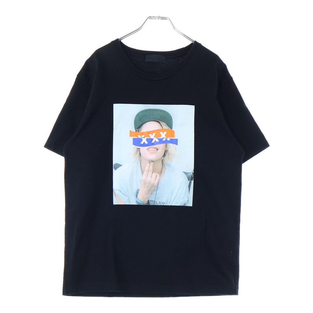 GOD SELECTION XXX(ゴッドセレクショントリプルエックス) フロントプリント クルーネック半袖Tシャツ カットソー ブラック