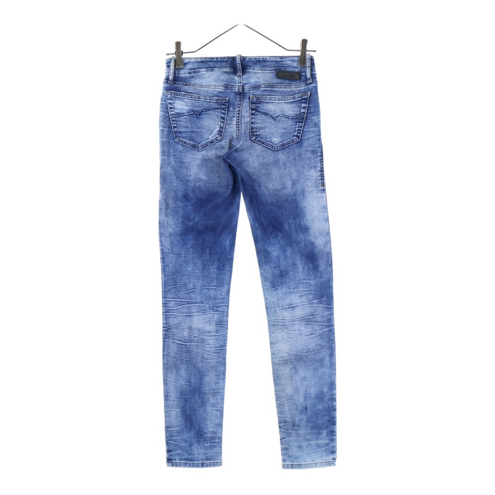 DIESEL(ディーゼル) ロゴパッチ ダメージスキニーデニムパンツ ジーンズ レディース インディゴ