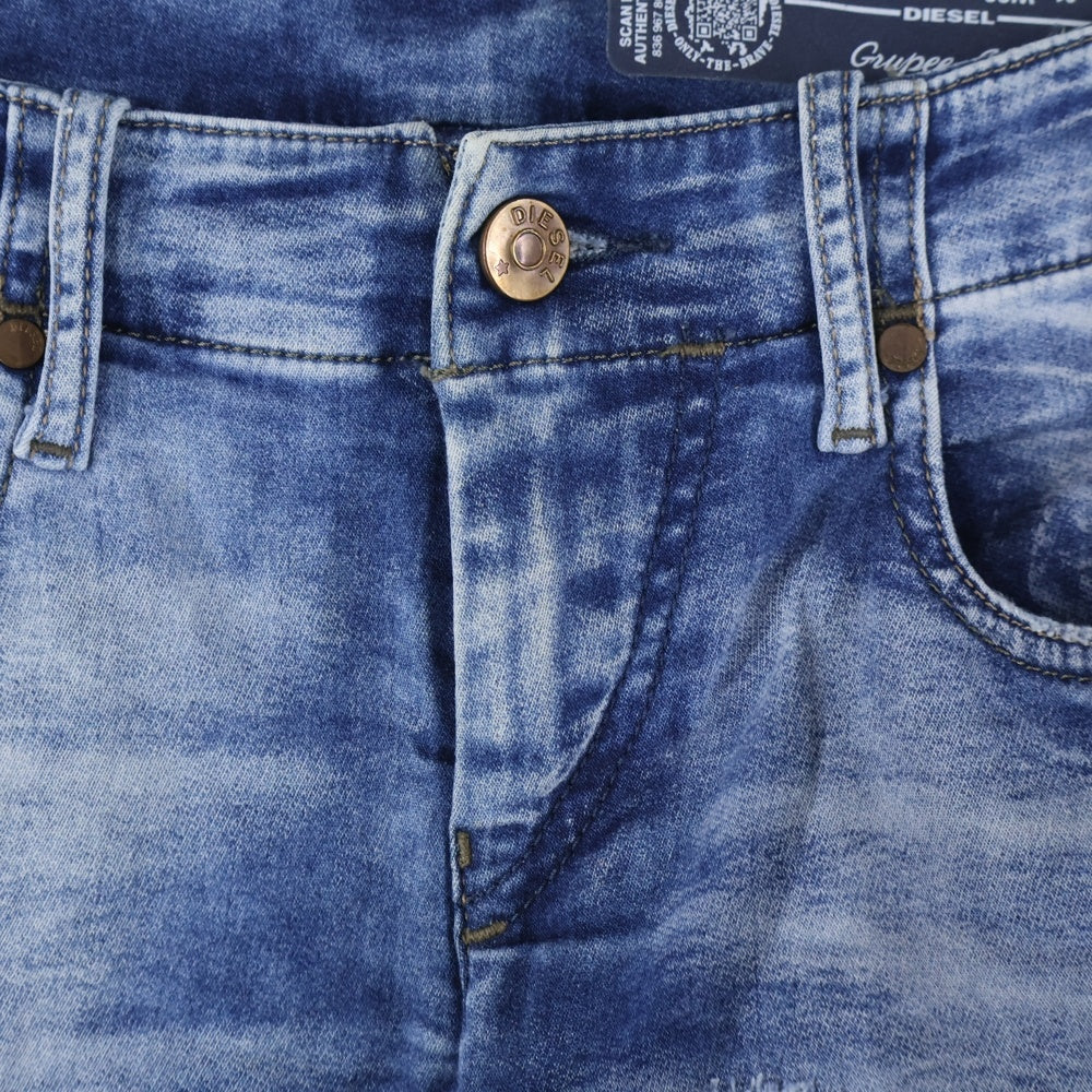 DIESEL(ディーゼル) ロゴパッチ ダメージスキニーデニムパンツ ジーンズ レディース インディゴ