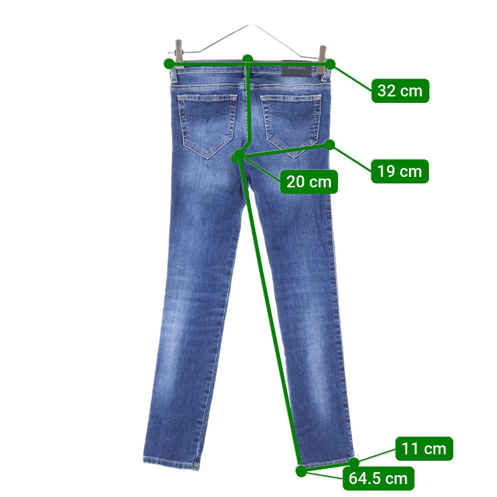 DIESEL(ディーゼル) ペイパーパッチ 5ポケット ダメージスキニーデニムパンツ ジーンズ レディース インディゴ