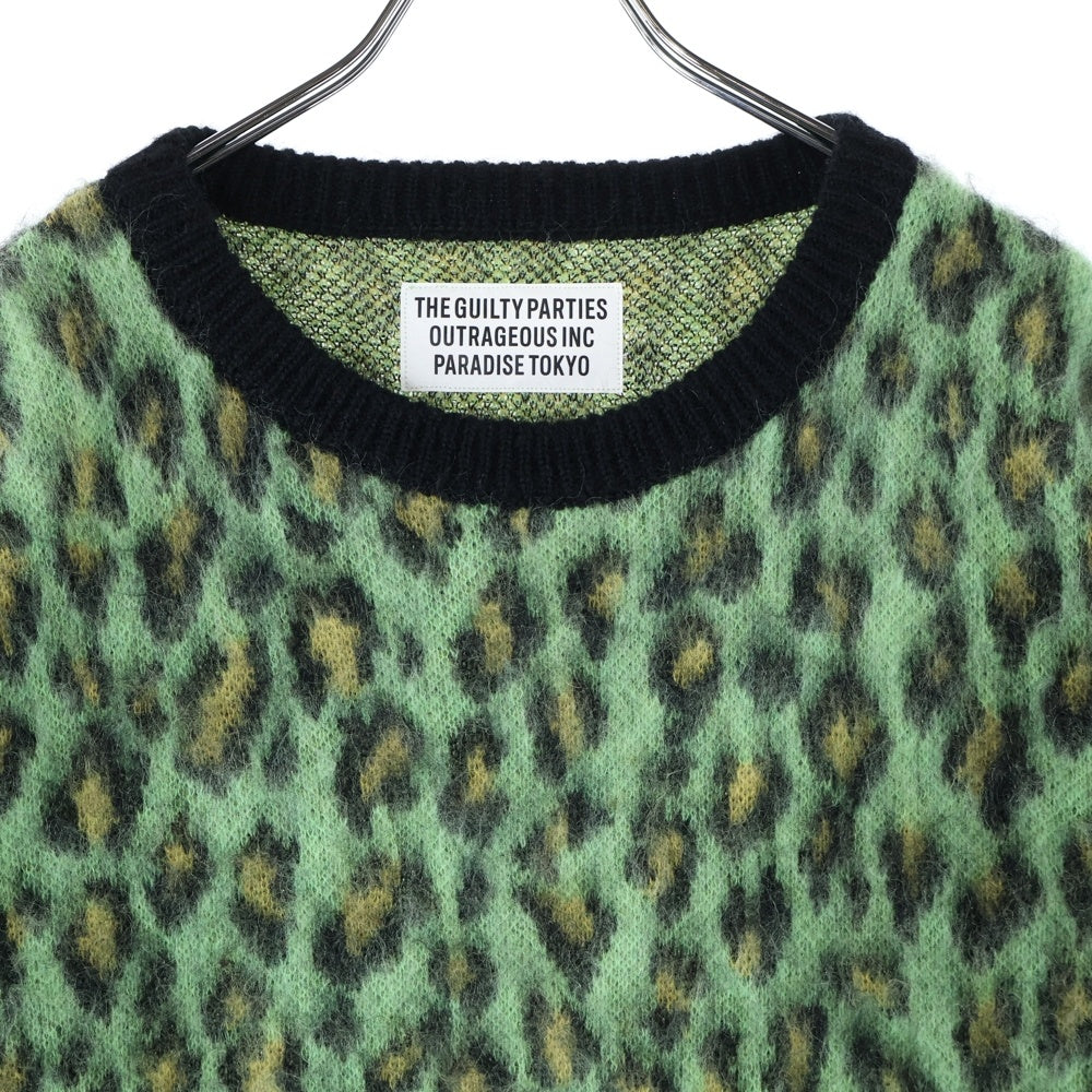 WACKO MARIA(ワコマリア) LEOPARD MOHAIR CREW NECK SWEATER レオパード柄 モヘア混 クルーネック ニット セーター グリーン/イエロー