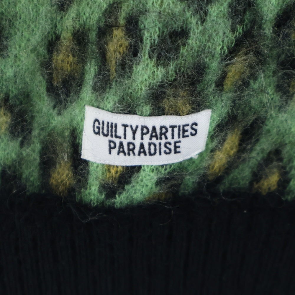 WACKO MARIA(ワコマリア) LEOPARD MOHAIR CREW NECK SWEATER レオパード柄 モヘア混 クルーネック ニット セーター グリーン/イエロー