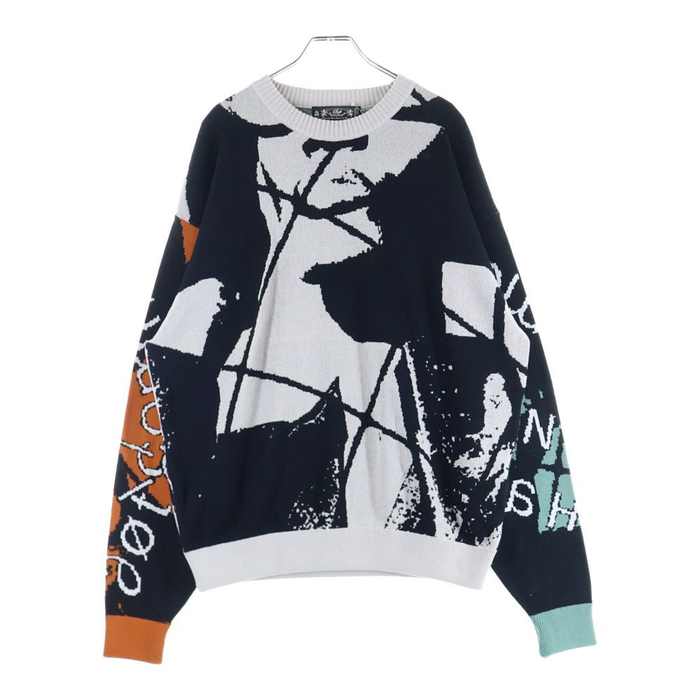 bal(バル) JACQUARD COTTON CREW NECK ジャガード クルーネック コットンニット セーター グレー/ブラック