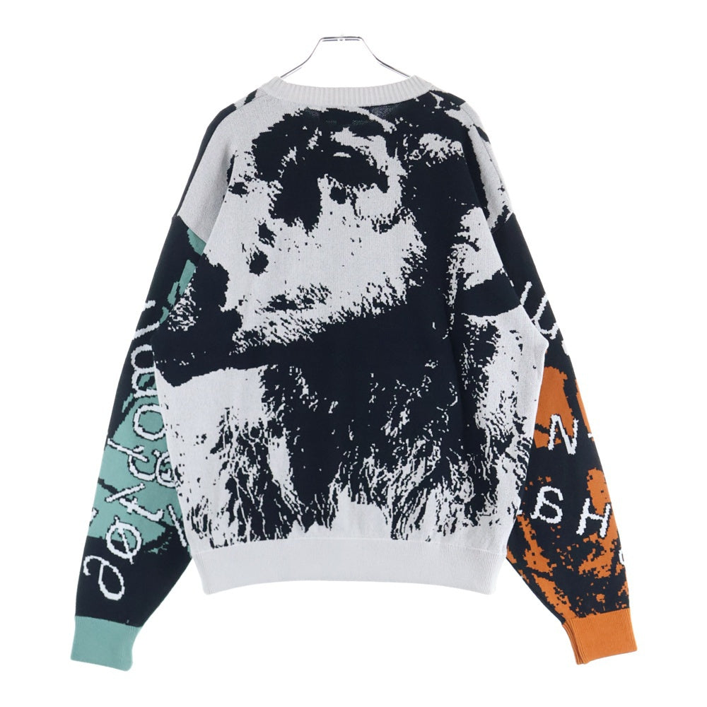 bal(バル) JACQUARD COTTON CREW NECK ジャガード クルーネック コットンニット セーター グレー/ブラック