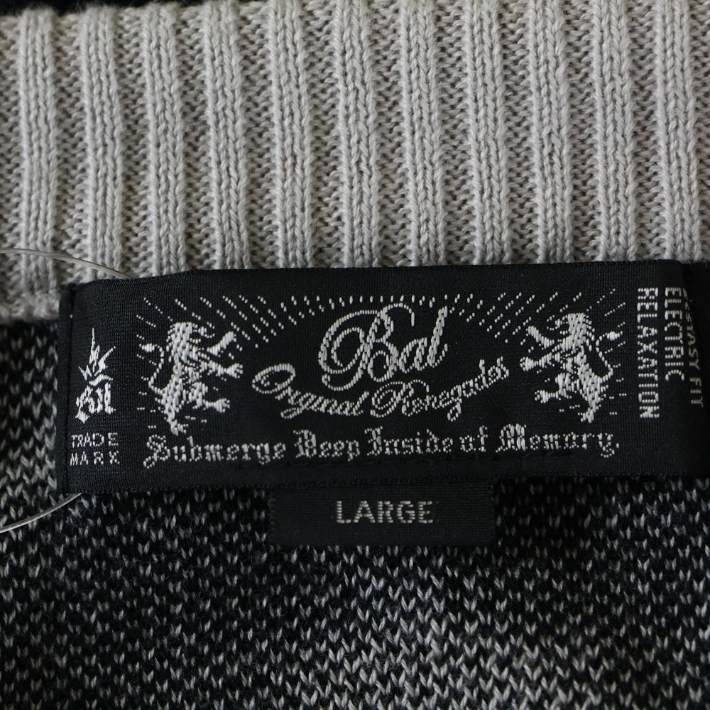 bal(バル) JACQUARD COTTON CREW NECK ジャガード クルーネック コットンニット セーター グレー/ブラック