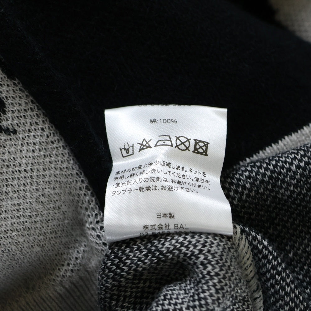bal(バル) JACQUARD COTTON CREW NECK ジャガード クルーネック コットンニット セーター グレー/ブラック