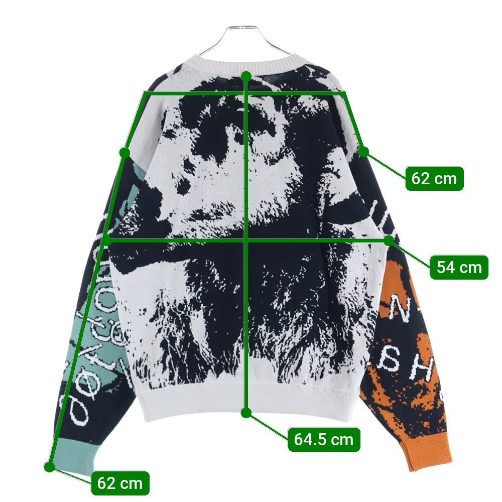 bal(バル) JACQUARD COTTON CREW NECK ジャガード クルーネック コットンニット セーター グレー/ブラック