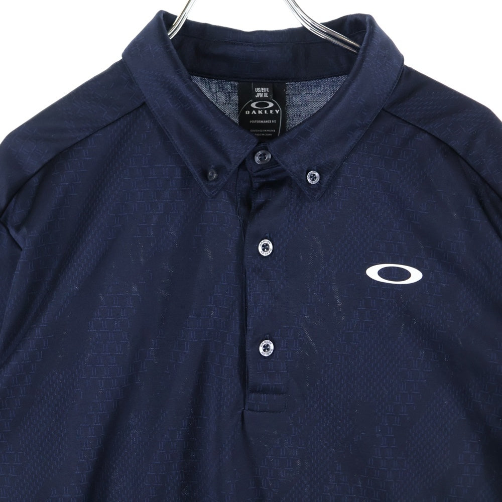 OAKLEY(オークリー) ENHANCE SS POLO JACQUARD エンハンス ロゴプリント 半袖ポロシャツ ネイビー FOA402419