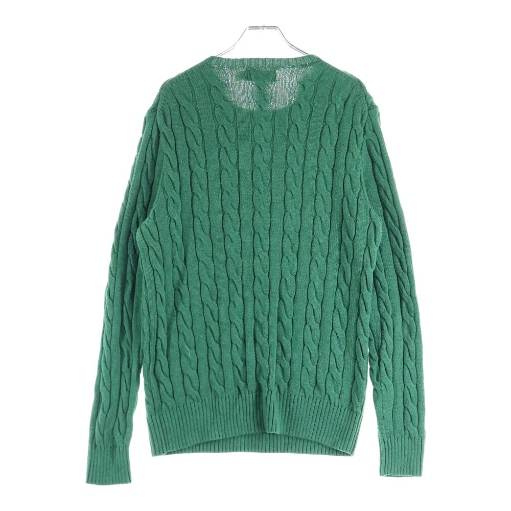 POLO RALPH LAUREN(ポロラルフローレン) スモールポニー刺繍 コットン ケーブルニット セーター グリーン