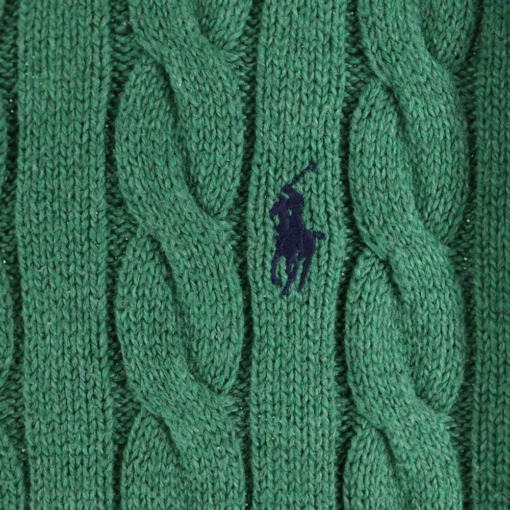 POLO RALPH LAUREN(ポロラルフローレン) スモールポニー刺繍 コットン ケーブルニット セーター グリーン