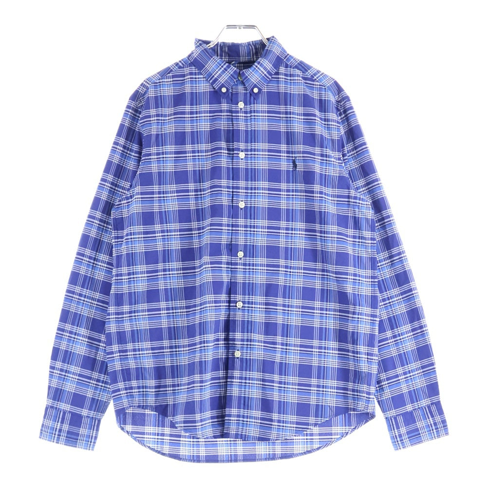 POLO RALPH LAUREN(ポロラルフローレン) PERFORMANCE スモールポニー刺繍 ポリナイロン ボタンダウン 長袖シャツ ブルー