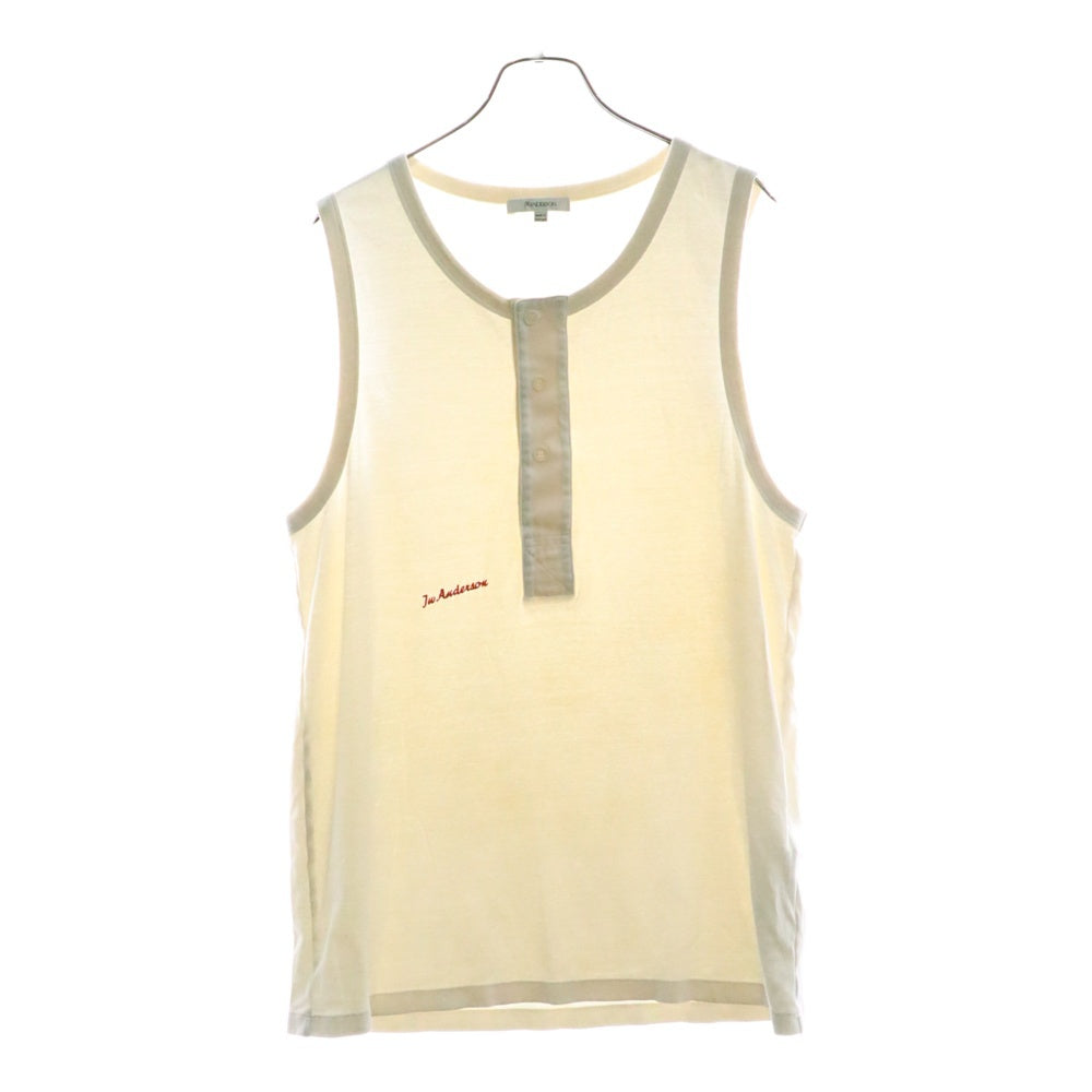 J.W.ANDERSON(ジェー ダブリュー アンダーソン) HENLY WOVEN VEST ロゴプリント ヘンリーネックタンクトップ ノースリーブカットソー アイボリー JO0267PG1810006
