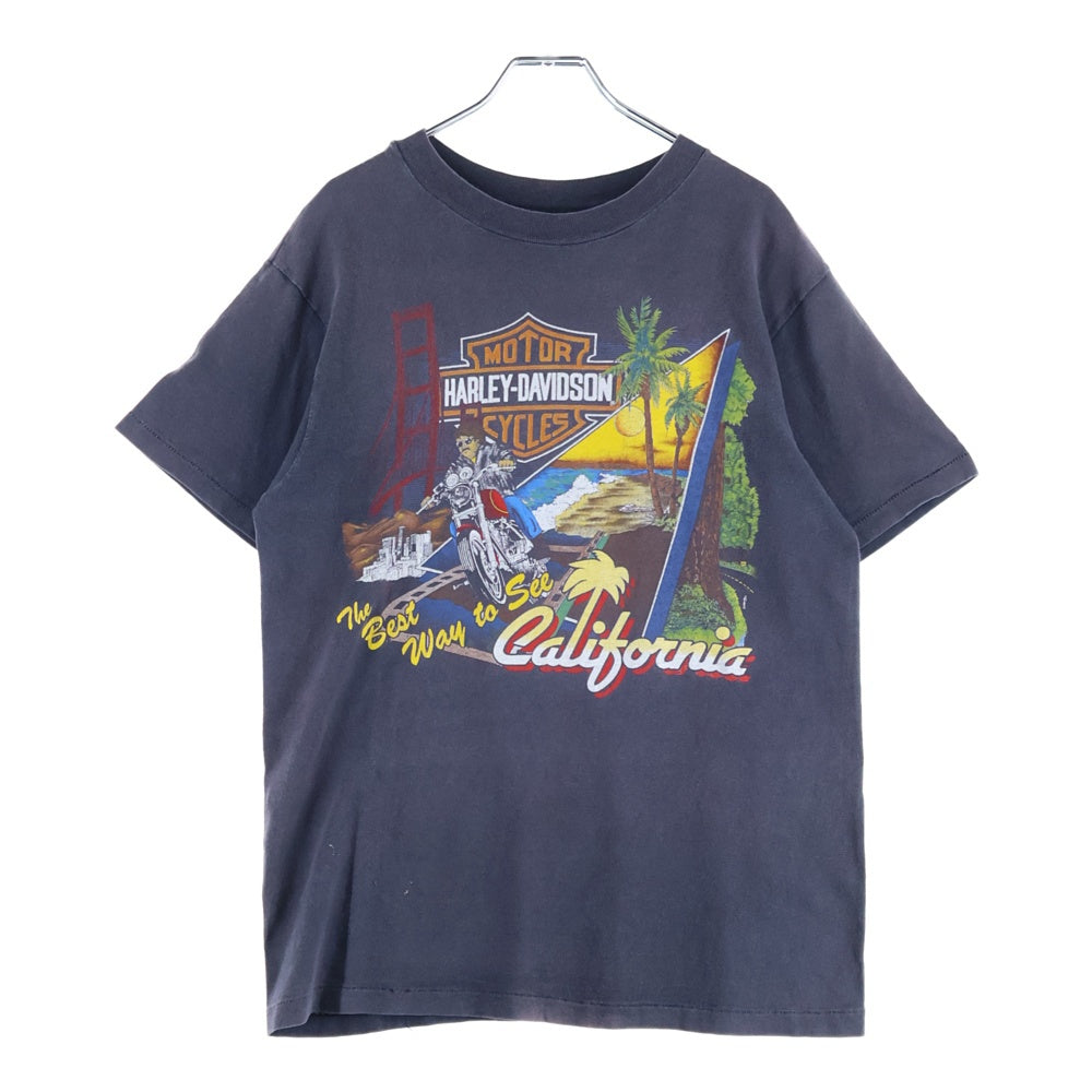 VINTAGE(ヴィンテージ) 80S VINTAGE HARLEYDAVIDSON HANES ヴィンテージ ハーレーダビッドソン ヘインズタグ プリント 半袖Tシャツ カットソー ブラック