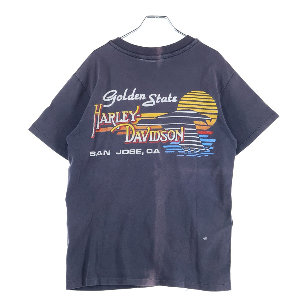 VINTAGE(ヴィンテージ) 80S VINTAGE HARLEYDAVIDSON HANES ヴィンテージ ハーレーダビッドソン ヘインズタグ プリント 半袖Tシャツ カットソー ブラック