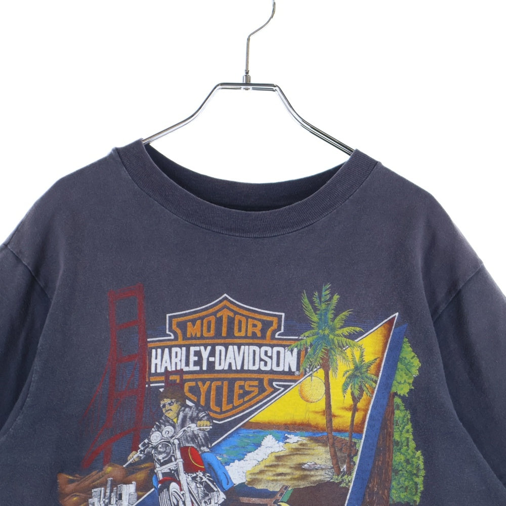 VINTAGE(ヴィンテージ) 80S VINTAGE HARLEYDAVIDSON HANES ヴィンテージ ハーレーダビッドソン ヘインズタグ プリント 半袖Tシャツ カットソー ブラック