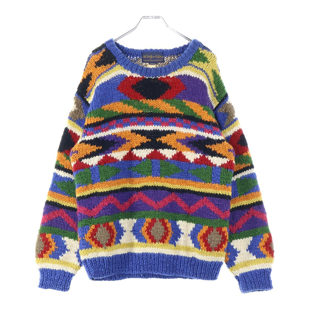 NO BRAND(ノーブランド) THE WILGER COMPANY (ザウィルガーカンパニー) 総柄 ローゲージ クルーネックニットセーター マルチカラー