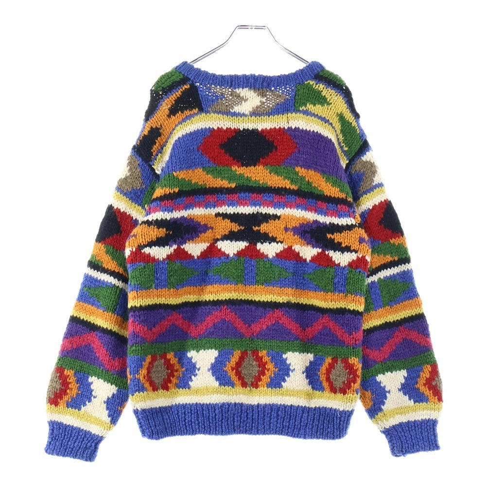 NO BRAND(ノーブランド) THE WILGER COMPANY (ザウィルガーカンパニー) 総柄 ローゲージ クルーネックニットセーター マルチカラー