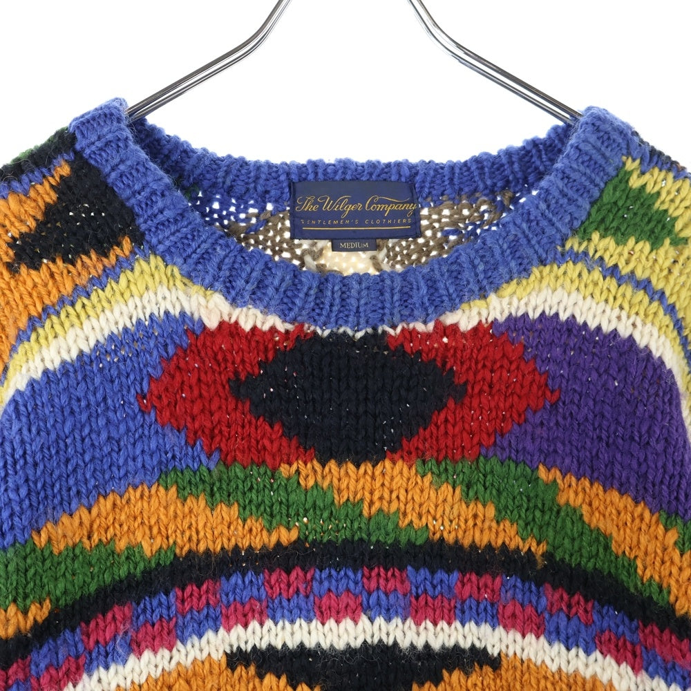 NO BRAND(ノーブランド) THE WILGER COMPANY (ザウィルガーカンパニー) 総柄 ローゲージ クルーネックニットセーター マルチカラー
