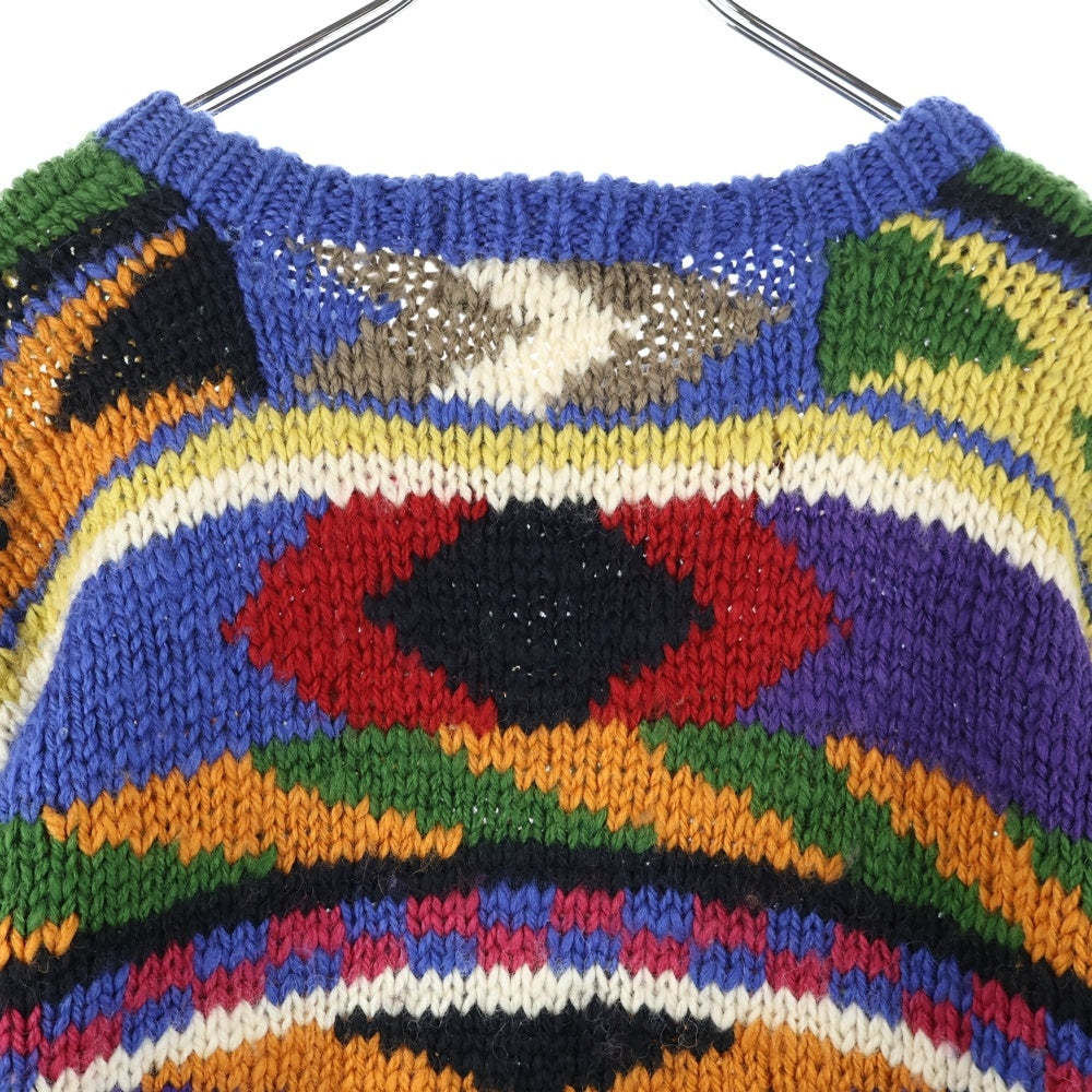 NO BRAND(ノーブランド) THE WILGER COMPANY (ザウィルガーカンパニー) 総柄 ローゲージ クルーネックニットセーター マルチカラー