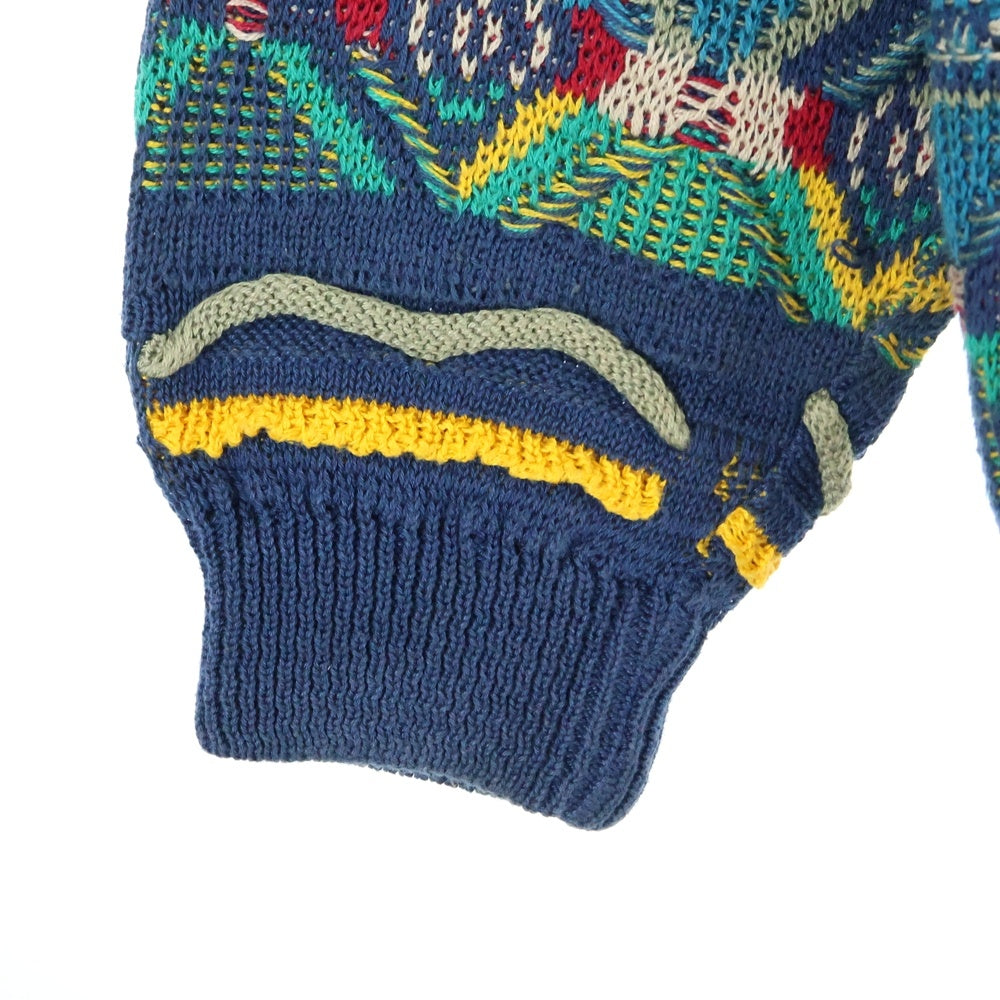 COOGI(クージー) 総柄 ロングスリーブ ニットポロシャツ マルチカラー