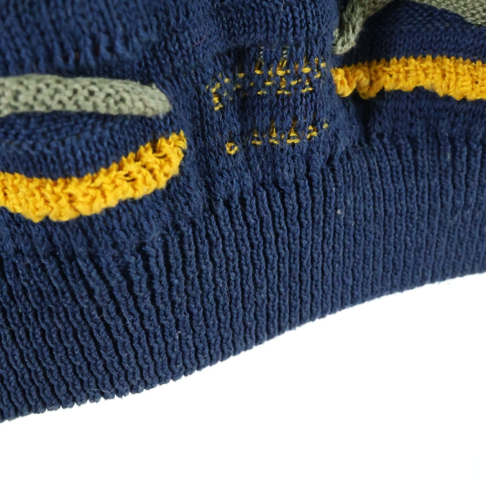 COOGI(クージー) 総柄 ロングスリーブ ニットポロシャツ マルチカラー