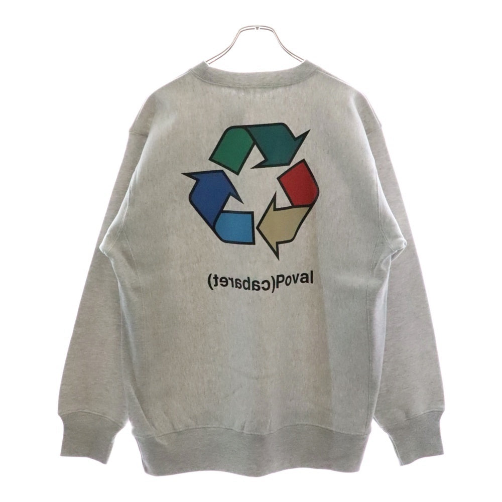 CABARET POVAL(キャバレーポバール) BEAUTY&YOUTH別注 R/L プリントスウェットトレーナー グレー