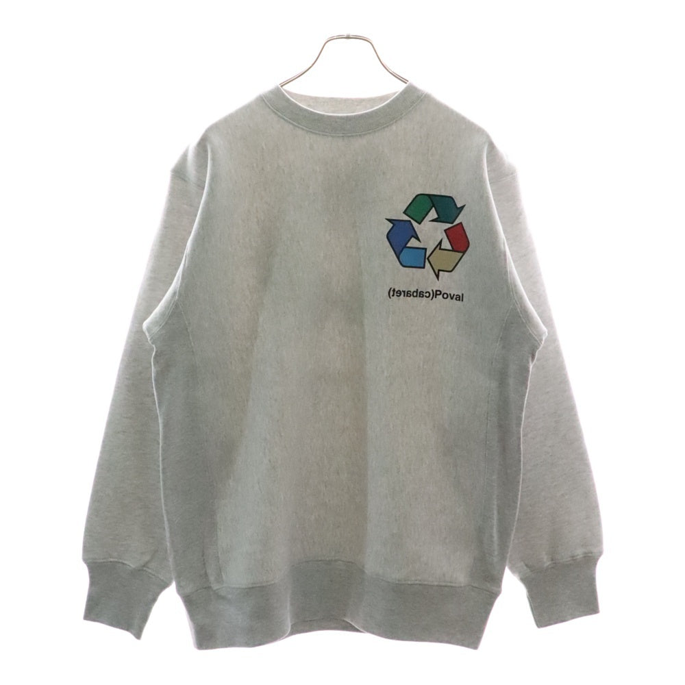 CABARET POVAL(キャバレーポバール) BEAUTY&YOUTH別注 R/L プリントスウェットトレーナー グレー