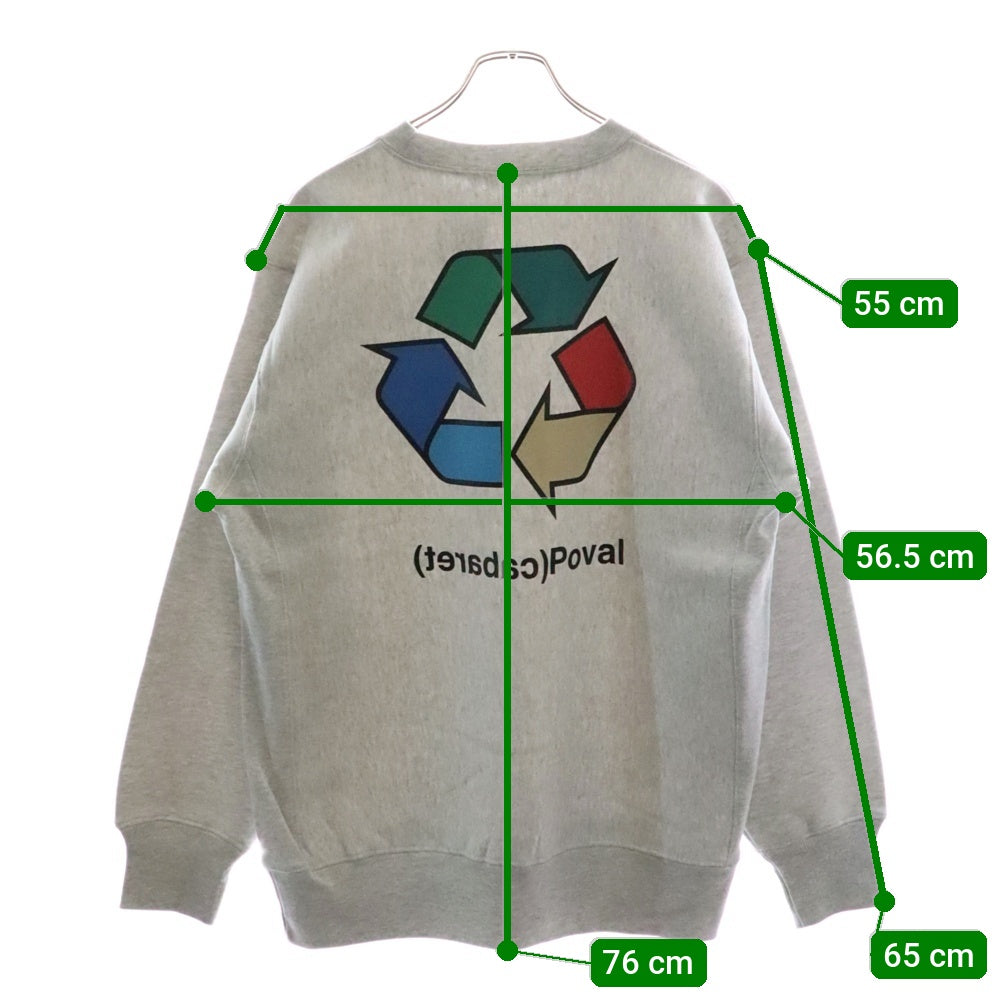 CABARET POVAL(キャバレーポバール) BEAUTY&YOUTH別注 R/L プリントスウェットトレーナー グレー