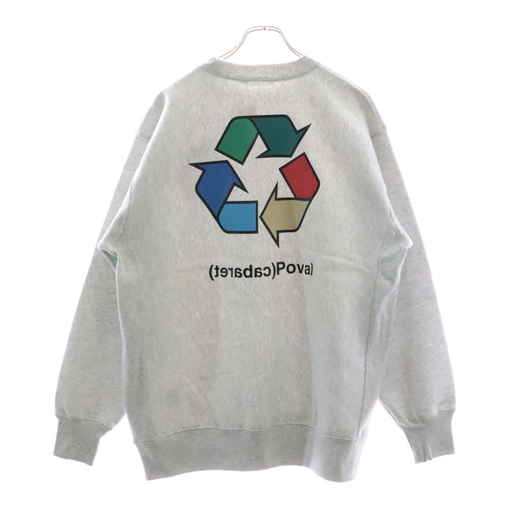 CABARET POVAL(キャバレーポバール) BEAUTY&YOUTH別注 R/L プリントスウェットトレーナー グレー